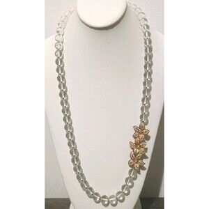J Crew Statement Glass Bead Gold Tone Marquee Cut Rhinestone Flower Necklace